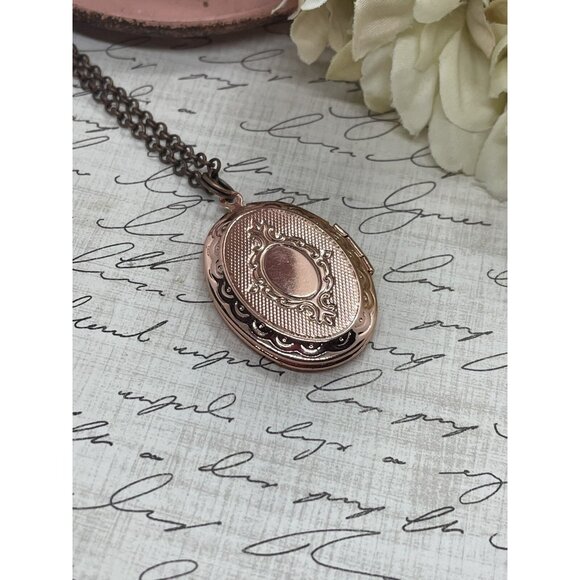 Rose Gold Brass Raven Purple Black Crow Locket Necklace Pendant Gothic Wedding - Picture 7 of 14